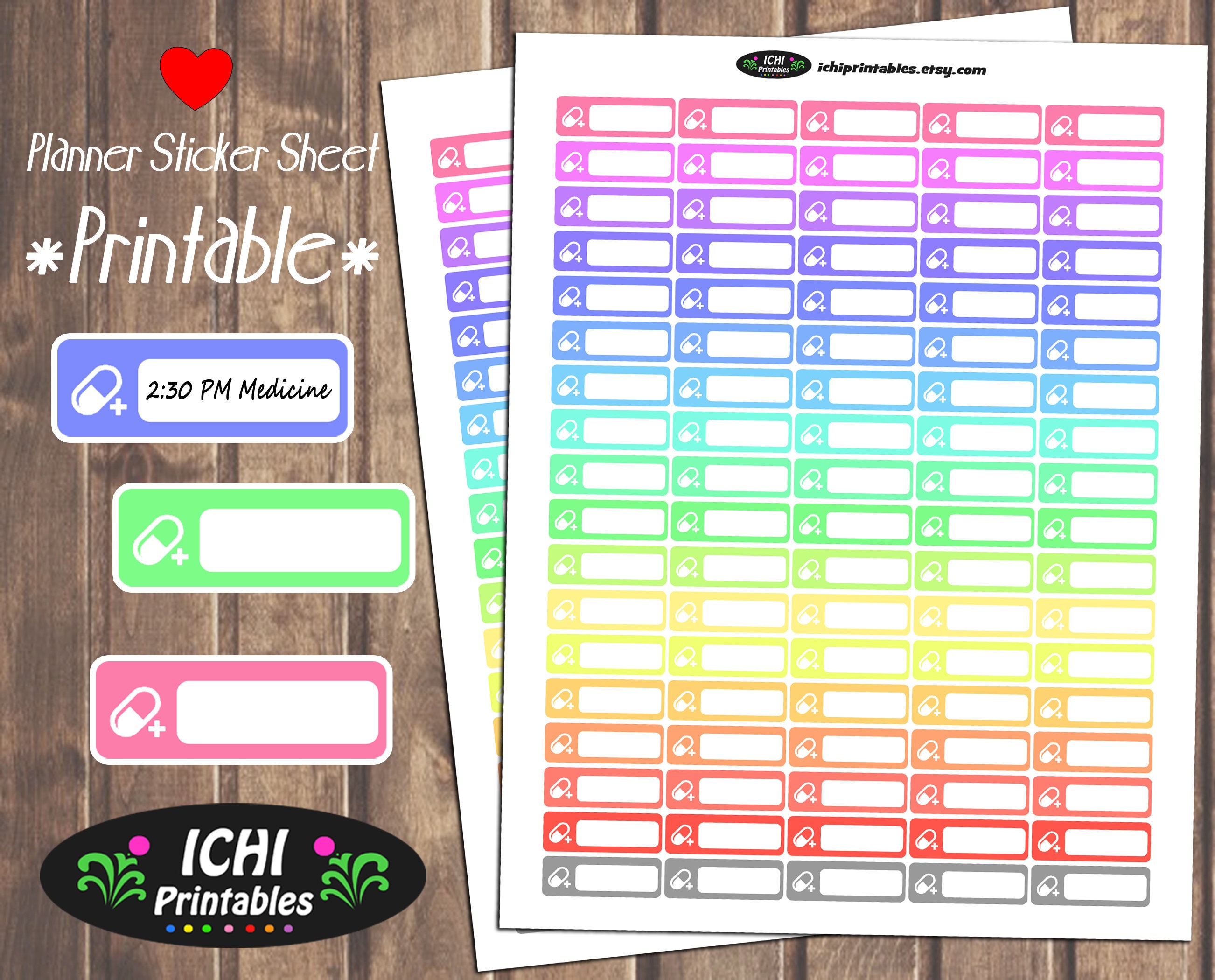 Medicine Label Printable Planner Stickers Pill Stickers Etsy