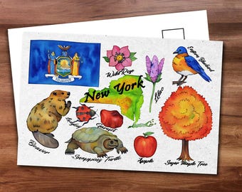 New York State Postcard - Thick Cardstock - 4x6 - Watercolor