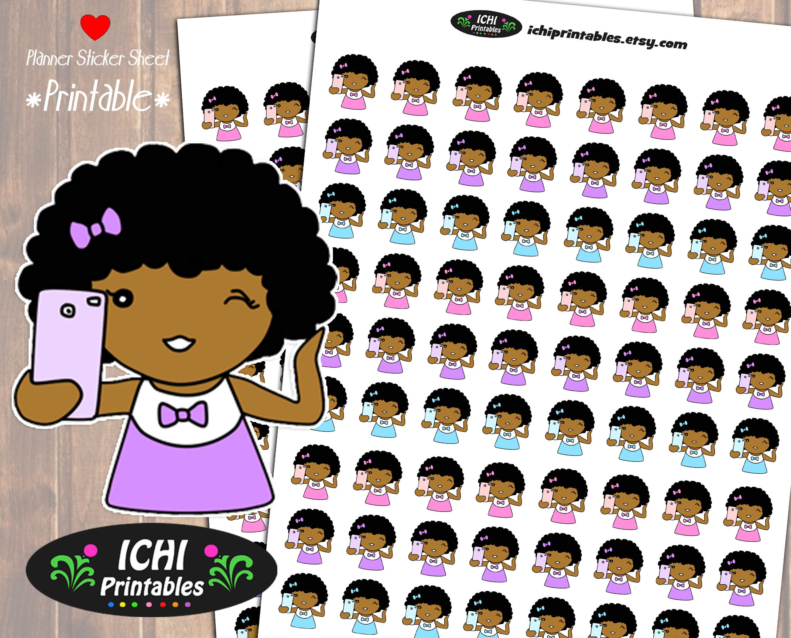 Selfie Printable Planner Stickers Selfie Planner Stickers Etsy