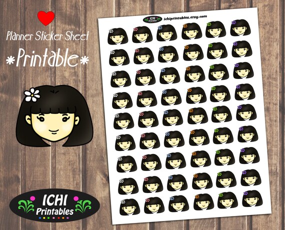 Kawaii Black Girl Stickers Hair Day Hair Salon Hair Rollers Printable Planner Stickers African American Curler Stickers Functional