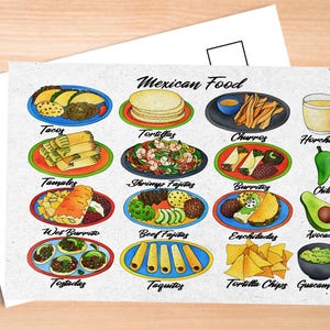 Mexican Food Postcard - Thick Cardstock - Gift for loved ones
