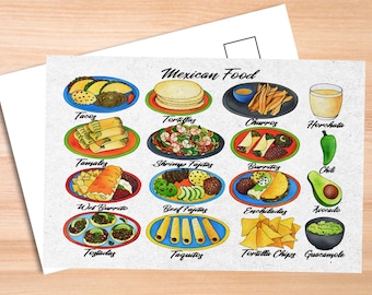 Mexican Food Postcard - Thick Cardstock - Gift for loved ones