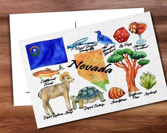 Nevada State Postcard - Thick Cardstock - 4x6 - Watercolor