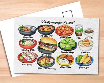 Vietnamese Food Postcard - Thick Cardstock - Gift for loved ones