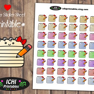 Notepad Printable Stickers Notebook Notepad Planner Stickers | Etsy
