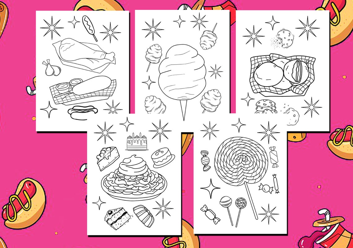 Food Coloring Pages Printable Coloring Pages Carnival Food - Etsy