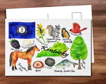 Kentucky State Postcard - Thick Cardstock - 4x6 - Watercolor