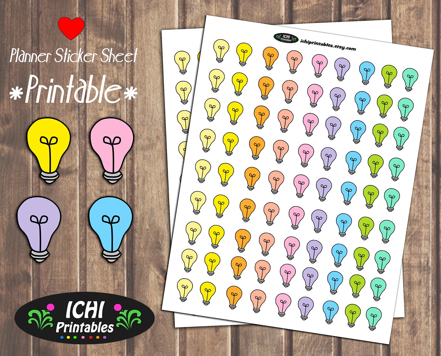 Download Light Bulb Printable Planner Stickers Lightbulb Planner | Etsy