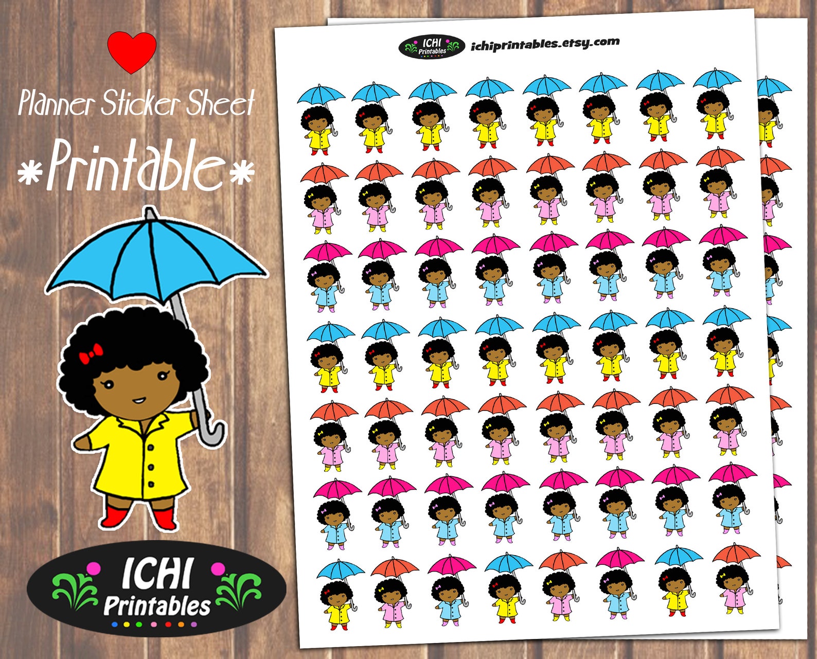 Rainy Day Planner Stickers Rain Printable Planner Stickers | Etsy