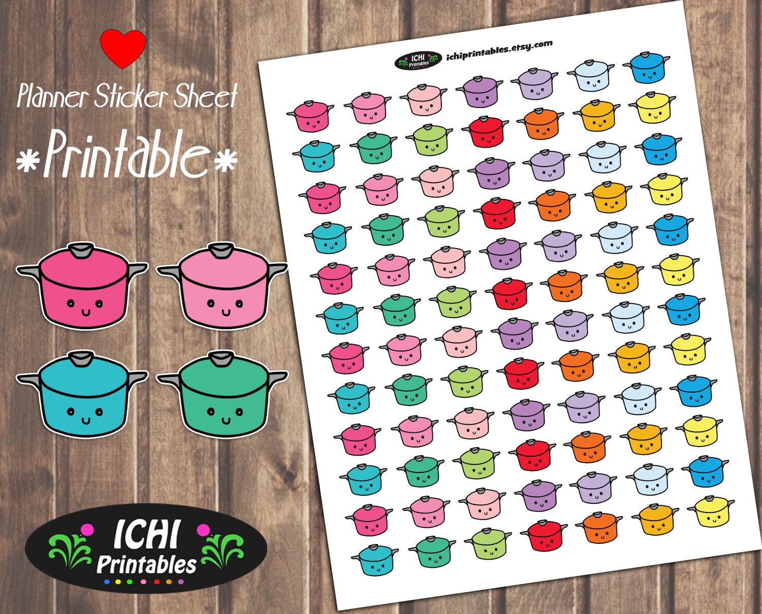 Crockpot Printable Planner Stickers Crock Pot Stickers | Etsy