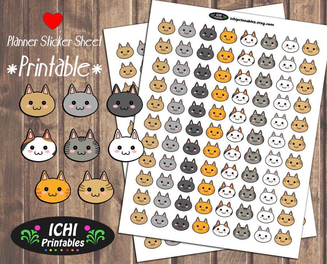 Cat Printable Planner Stickers Cat Planner Stickers Cat | Etsy
