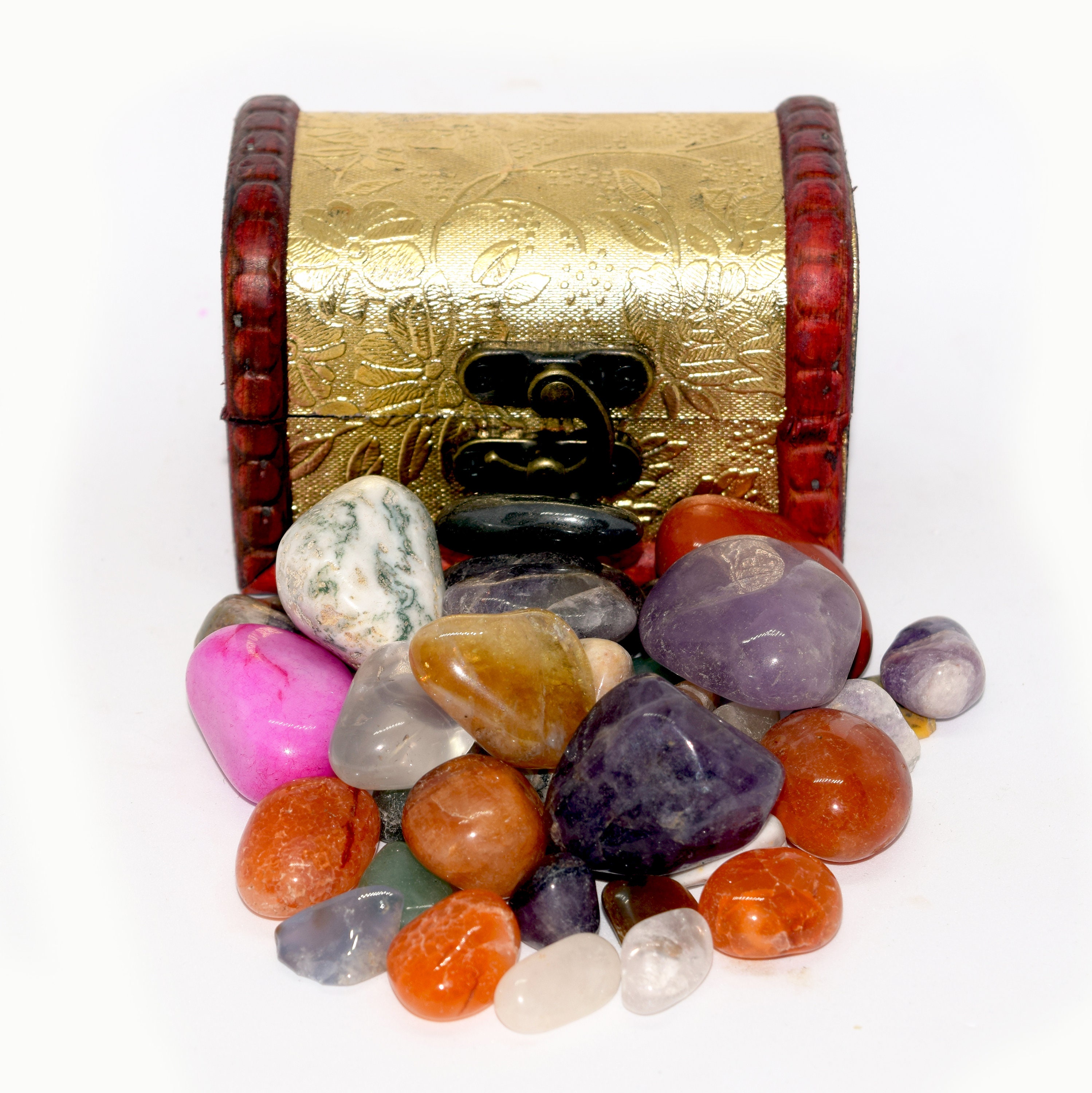 Tumbled Gemstone Treasure Chest Gift Set Etsy Australia