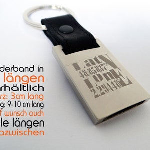 Keyring in leather with engraving, customizable coordinates image 3