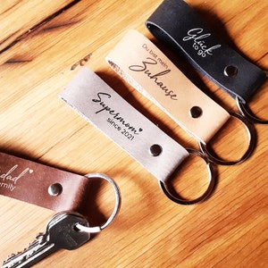 Father's Day - small leather keychain with SHORT text of your choice