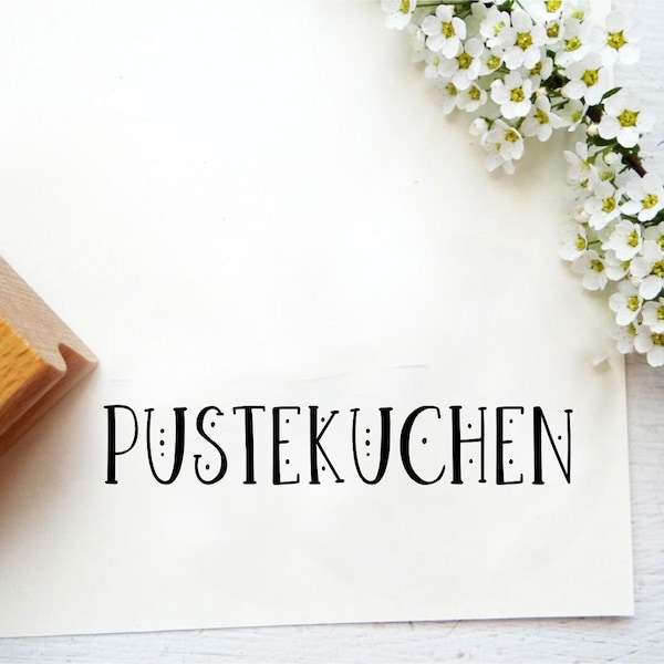 kleiner Stempel "Pustekuchen" für Karten, Etiketten, Geschenkpapier, Kerzen