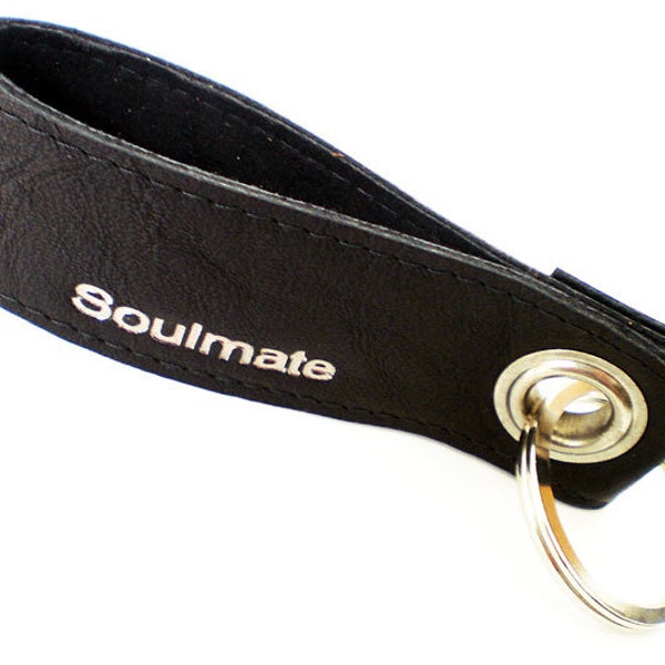 personalisierbarer Schlüsselanhänger aus Leder "Soulmate" auch mit Wunschtext INNEN wählbar