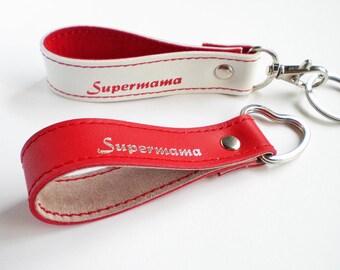 Porte-clés en cuir "Supermama"