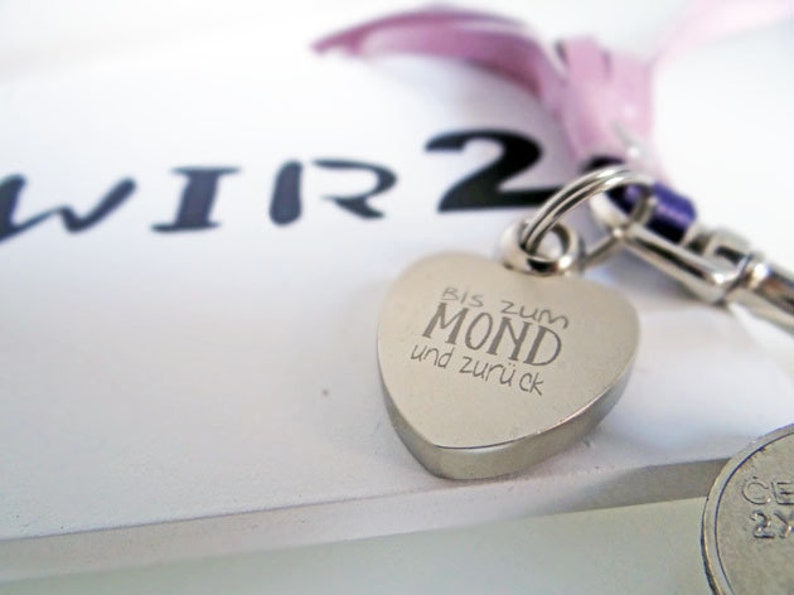 personalized keychain to the moon and back heart image 1