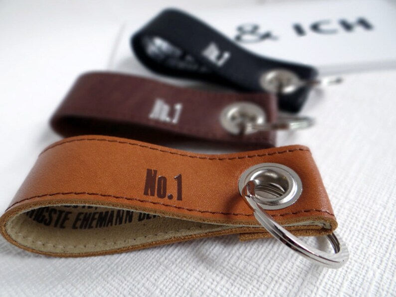 personalized leather keychain gift husband image 3