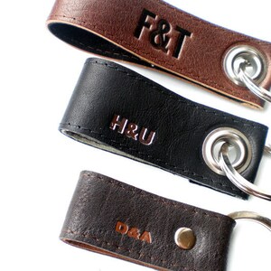 you&me desired initials leather key ring image 1