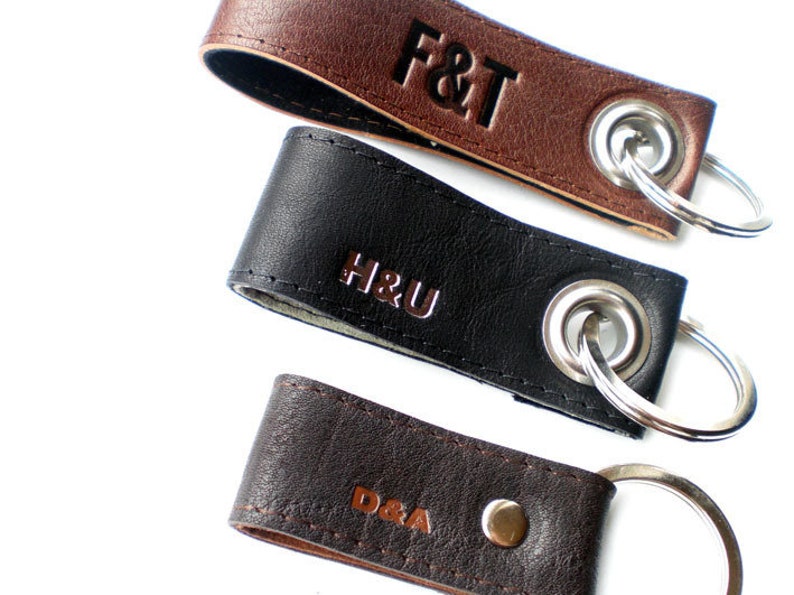 you&me desired initials leather key ring image 1