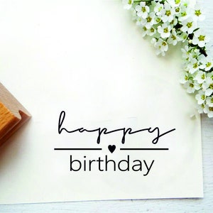 Stempeltext: "happy birthday" kleiner Stempeltext für Geschenkkarten, Tüten, Geschenkanhänger