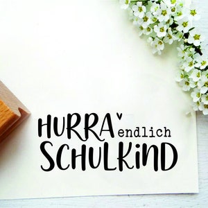 Stempeltext "hab eine kunterbunte Schulzeit" Stempeltext für Schulanfänger, Einschulung, Einladungskarten