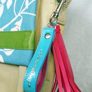 Leather keychain with text of your choice and tassel image 4