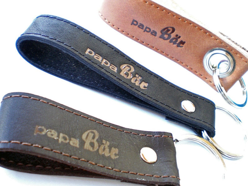 Personalized Leather Key Ring Dad image 3