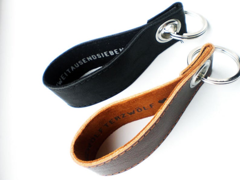 Leather keychain personalized with date love anniversary image 1