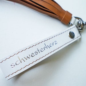 Leather key fob, tassel and imprint of your choice image 3