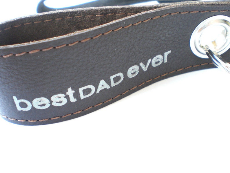 Leather keychain best dad ever personalizable image 2