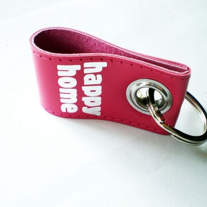 Leather keychain happy home image 2