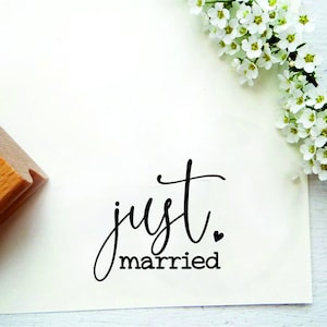kleiner Stempel "just married" für Karten, Etiketten, Dankekarten
