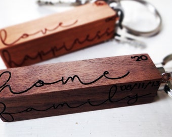 Wooden keychain with engraving