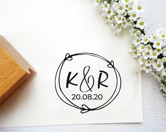 Personalized wedding stamp with desired name and desired date, personalized for guest gifts, invitation cards, menu cards