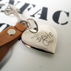 Personalized leather keychain, gift grandma, grandmother, text of your choice image 1