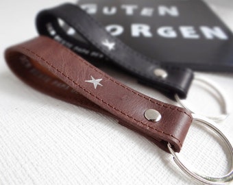 Personalized leather keychain with text