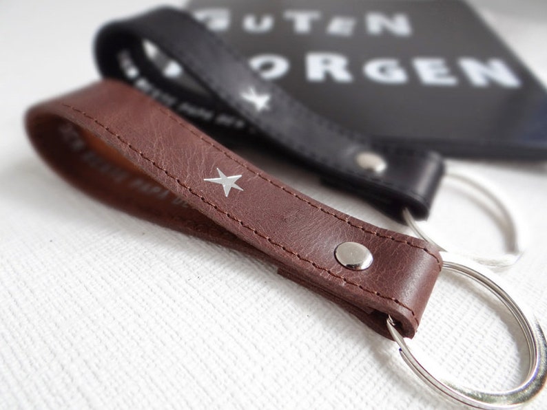 Personalized leather keychain with text image 1