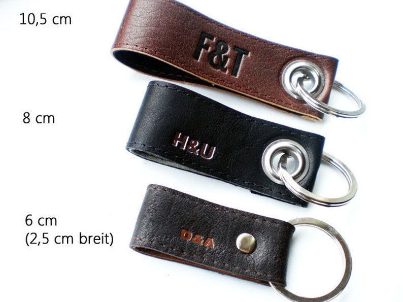 you&me desired initials leather key ring image 2