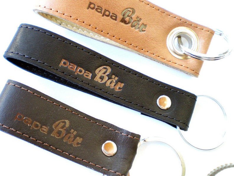 Personalized Leather Key Ring Dad image 1