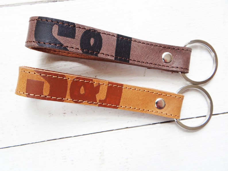 Leather key ring come together with initials, partner pendant the beautiful gift for an anniversary, wedding anniversary or Valentine's Day image 4