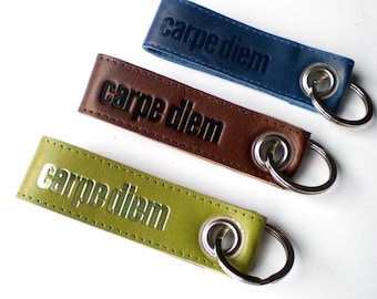 Carpe Diem - leather keychain personalized, text of your choice