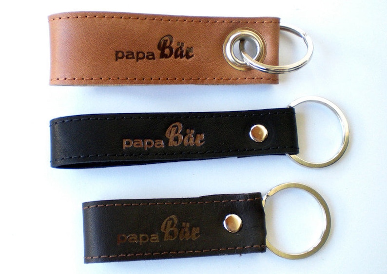 Personalized Leather Key Ring Dad image 2