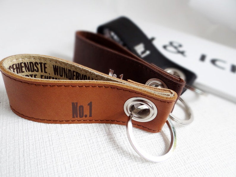 personalized leather keychain gift husband image 1