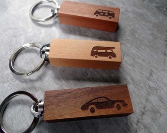 personalisierter Schlüsselanhänger aus Holz, Gravur, Auto, Wunschtext,