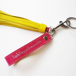 Leather keychain with text of your choice and tassel image 2