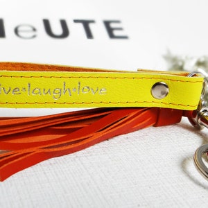 Leather key fob, tassel and imprint of your choice image 1