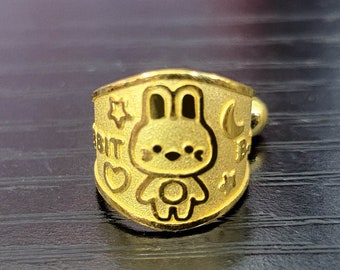 No.H 0100   24k 2023 Baby Ring, Year of the rabbit 순금 토끼 돌반지 3.75 grams