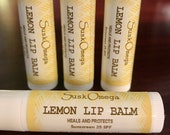Healing Lemon Lip Balm, Red Raspberry Seed Oil SPF, Sunscreen, SuskOmega